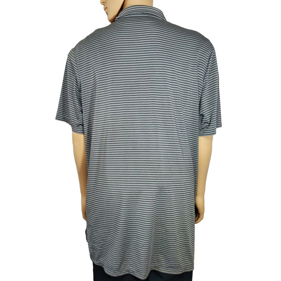 RLX Mens XXL Golf Polo Shirt Black Gray Striped Polyester Elastane Wicking EUC - Picture 3 of 5